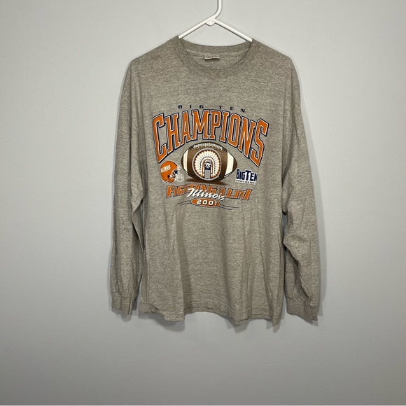 VINTAGE Fighting Illini Shirt Mens Extra Large Gray Big 10 NCAA Football Chief - Picture 1 of 10